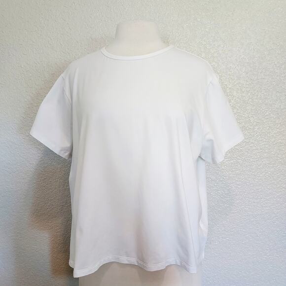 Athleta White Basic Short Sleeve Top Size 1X - Picture 1 of 9